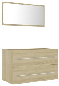 Set mobilier de baie, 2 piese, stejar Sonoma, PAL Stejar sonoma, cu oglinda, 1