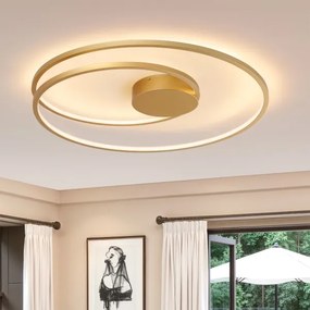 Brilagi-LED Lampă de tavan dimmabilă TWISTER, LED 105 W, 230 V, Ø 100 cm, auriu + telecomandă