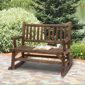 Outsunny Banca tip Leagan cu 2 locuri din Lemn de Brad, Design Rustic, pentru Exterior, 112x67x93cm, Greutate Maxima 250 kg