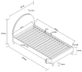 Pat roz tapițat cu somieră 90x200 cm MOON – Vipack