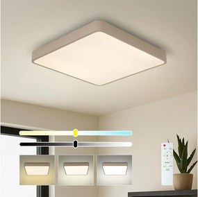 Brilagi-LED Plafonieră LED POOL SQUARE, 36W, 230V, 3000-6000K, 40x40 cm, bej, cu dimmer și telecomandă