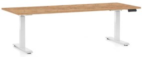 Masă înălțime reglabilă OfficeTech C, 200 x 80 cm, picioare albe, stejar kraft