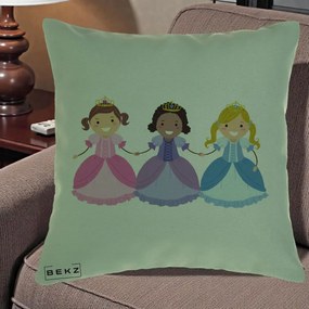 Perna Personalizata Printese Diverse Ilustratie, 40x40 cm, Verde, Husa Detasabila, Perna Inclusa, BEKZ®