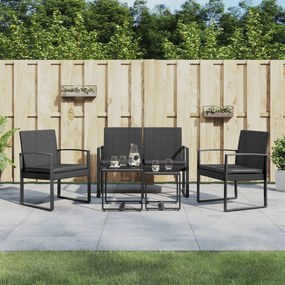 360215 vidaXL Set mobilier de grădină cu perne, 5 piese, negru, PP ratan