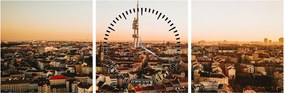 Tablou apusului de soare deasupra orașului Zizkov (cu ceas) (90x30 cm)