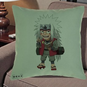 Perna Personalizata Naruto Jiraiya Sensei Chibi, 40x40 cm, Verde, Husa Detasabila, Perna Inclusa, BEKZ®