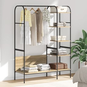 vidaXL Umeraș pentru haine cu rafturi Stejar Sonoma 120x44x160 cm Lemn prelucrat