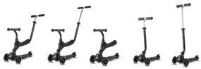 QPlay - Trotinetă pentru copii SEMA PRO 5în1 cu roți LED, neagră