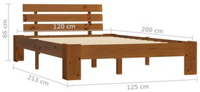 Cadru de pat, maro miere, 120 x 200 cm, lemn masiv de pin maro miere, 120 x 200 cm