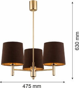 Brilagi - Lustru cu tijă MONTE 3xE27/15W/230V maro/auriu