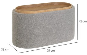 Taburet gri deschis cu tapițerie din țesătură bouclé – Casa Selección