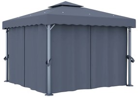 vidaXL Pavilion cu perdea, antracit, 3 x 3 m, aluminiu