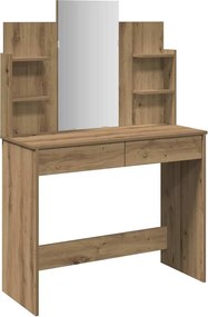 vidaXL Masa de toaleta cu oglinda Artisan Stejar 96x39x142 cm