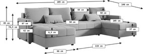 Coltar extensibil in forma de U VENORIA, crem, 285x146 cm + 2 perne GRATUIT
