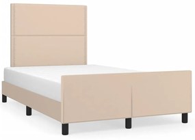 3270559 vidaXL Cadru de pat cu tăblie, cappuccino, 120x190 cm, piele ecologică