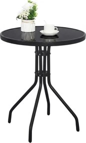 OFERTA Masa de gradina rotunda cu blat de sticla ISLAND BLACK 60 cm, negru Clasa II