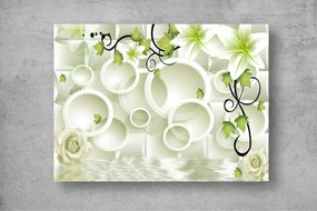 Tapet Premium Canvas - Cercurile si trandafirii 3d abstract