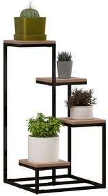 Outsunny Stand de Flori pe 4 Niveluri, Raft de Colt pentru Plante, Suport de Expunere pentru Ghivece, pentru Camera de Zi, Terasa, Balcon, Maro