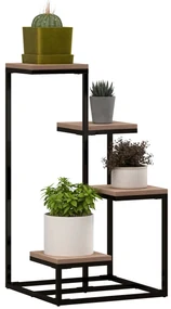 Outsunny Stand de Flori pe 4 Niveluri, Raft de Colt pentru Plante, Suport de Expunere pentru Ghivece, pentru Camera de Zi, Terasa, Balcon, Maro