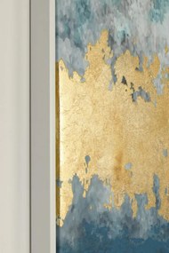 Tablou decorativ albastru/auriu din panza si MDF, 82,6x4,3x122,6 cm, Bold Abstract Bizzotto