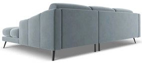 Colțar albastru deschis cu tapițerie din catifea (cu colț pe partea dreaptă) Nalu – Makamii