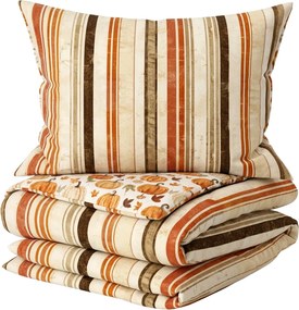 Lenjerie de pat flanelata PUMPKINS & STRIPES colorata Dimensiune lenjerie de pat: 70 x 90 cm | 140 x 220 cm