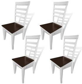 241695 vidaXL Scaune de bucătărie, 4 buc., alb și maro, lemn masiv și MDF