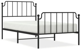 373900 vidaXL Cadru pat metalic cu tăblii de cap/picioare  negru, 100x200 cm