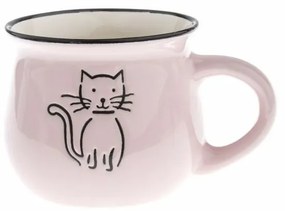 Cană din ceramică Cat 370 ml, roz