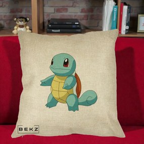 Perna Personalizata Squirtle Pokemon, 40x40 cm, Crem, Husa Detasabila, Perna Inclusa, BEKZ®