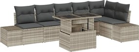 vidaXL Set de canapele pentru grădină 7 pcs Gri deschis poliratan