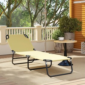 Outsunny Sezlong Pliabil pentru Gradina cu Spatar Ajustabil 5 Pozitii din Otel si Tesatura Oxford 188x56x28 cm Bej | Aosom Romania
