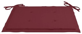 Scaune de gradina cu perne rosu vin, 4 buc., lemn masiv tec 4, Bordo