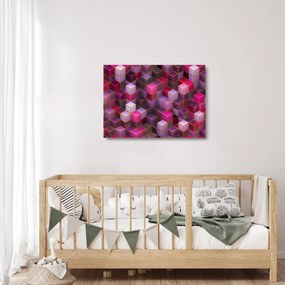Tablou pe sticlă - Cuburi violet (70x50 cm)