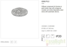 Plafonier cristal Venezian diam.38cm KING PL5 CROMO 075419