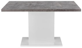 Masă dining, beton/alb extra lucios HG, 138x90 cm, KAZMA