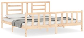 3192901 vidaXL Cadru pat cu tăblie 200x200 cm, lemn masiv de pin