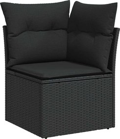 vidaXL Set de canapele pentru grădină cu pernă 9 pcs Negru Rattan poli