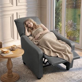 HOMCOM Fotoliu Relax Reclinabil Manual 155° cu Suport pentru Picioare, din Piele Ecologică PU, pentru Living și Dormitor, Gri Închis | Aosom Romania