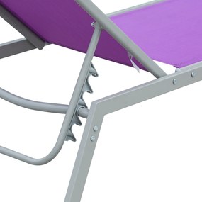 Outsunny Șezlong de Soare - Chaise Longue - Design Contemporan - Spătar Reglabil în Mai Multe Poziții - Metal Epoxidic Textilen Mov - dim. 170 x 58 x 97 cm | Aosom Romania