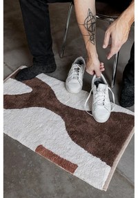 Covor alb/maro lavabil din bumbac 50x80 cm Figura – Mette Ditmer Denmark