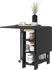 HOMCOM Masă pentru bucătărie masă de dining pliabilă detașabilă 3 etajere 2 blaturi rabatabile design modern 120 x 60 x 75 cm negru | Aosom Romania