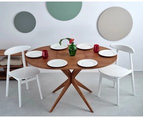 Masă de dining rotundă extensibilă cu aspect de lemn de stejar cu blat suplimentar ø 90 cm Jubi – Ragaba