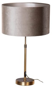 Lampă de masă bronz cu abajur din catifea taupe 35cm - Parte