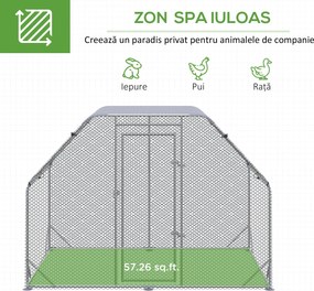 PawHut Coș pentru Găini cu Acoperiș, Coteț pentru 4-6 Găini, Casă în Aer Liber, 280x190x195 cm | Aosom Romania