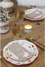 Farfurie întinsă mare din ceramică albă cu motive de Crăciun, 3x28 cm, „Chalet de Noël"