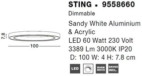 Lustra/Plafoniera LED design slim circular STING White 100cm