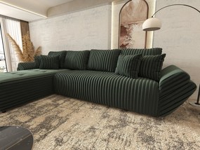 Colțar extensibil dumonde cu ladă de depozitare si sezut confortabil din spuma high-density, Berlin XL Ambience Green 350x185 cm