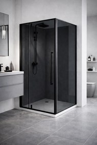 Cabina dus HYDRA 90x90 patrata, geam fumuriu securizat 6 mm, profil negru mat