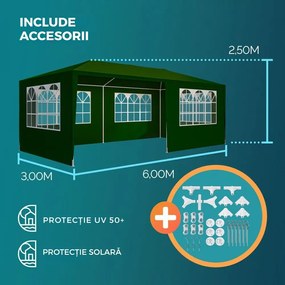 Cort de petrecere NEAPOL, 3x6m, verde Jurhan